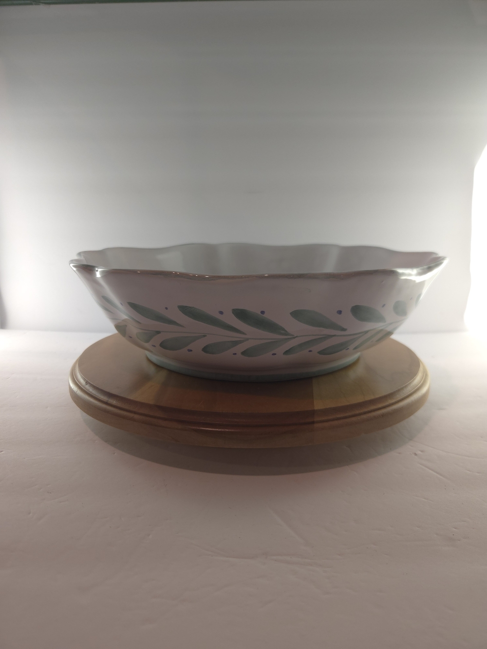 Fortebraccio Ceramiche Italy Hand Painted Willow Scalloped Ceramic Serving, VTG